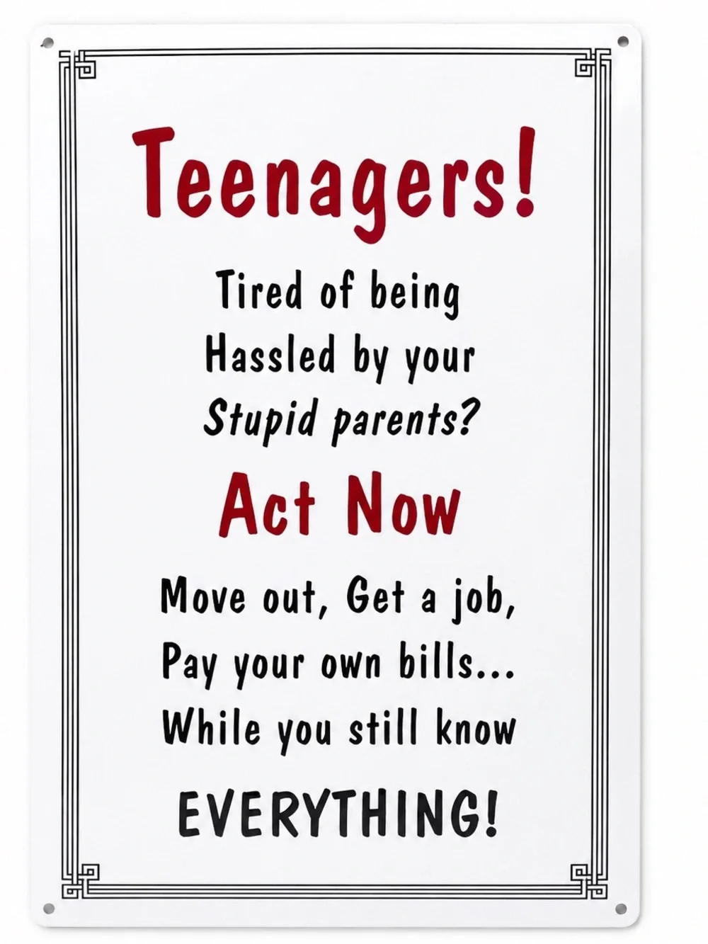 NEW Teenagers Metal Sign